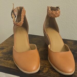 Crown Vintage Lorelee Tan Braided Wedge Shoes
